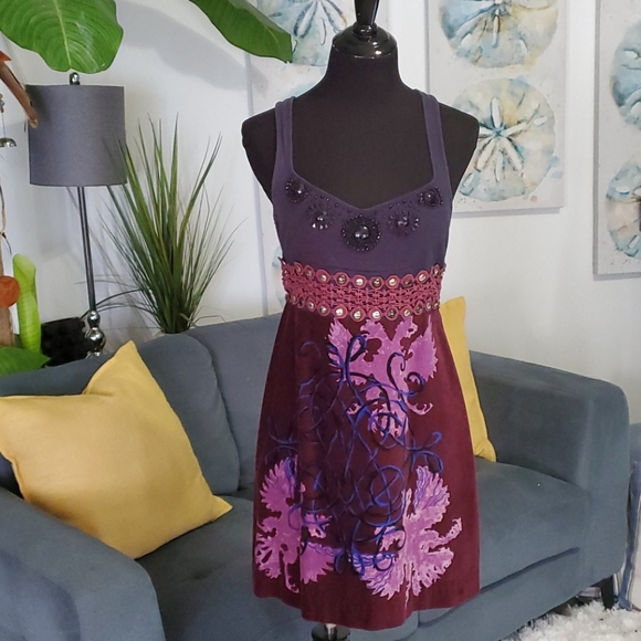 Free People Velvet/cotton BOHO dress - Picture 1 of 13